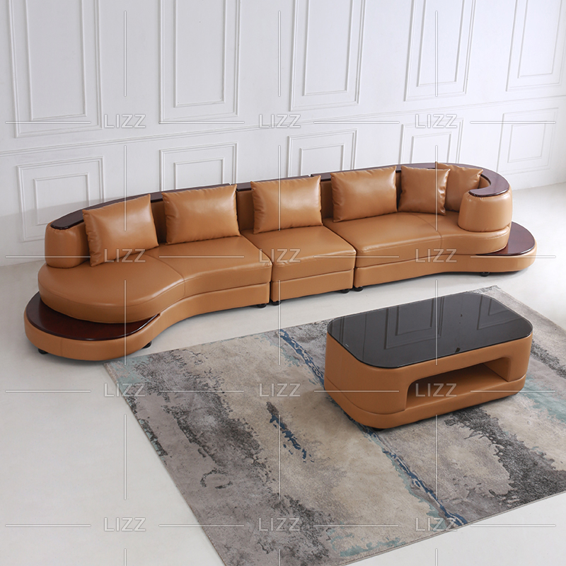 Canapé de salon modulable en cuir avec rangement