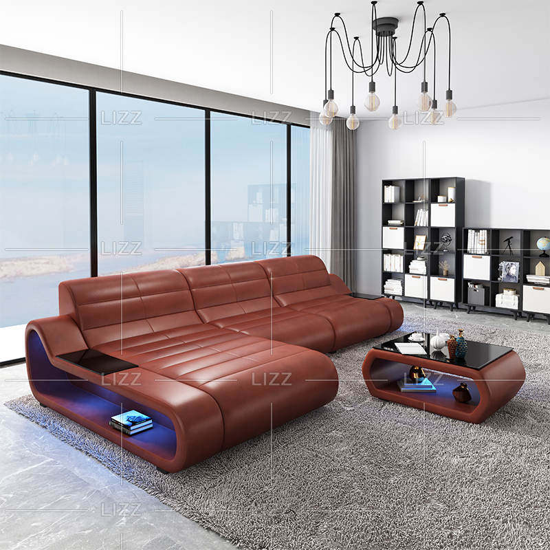 Sofa sectionnel Led tissé par canapé avec de grands coussins