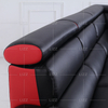 Canapé de salon simple en forme de L noir et rouge