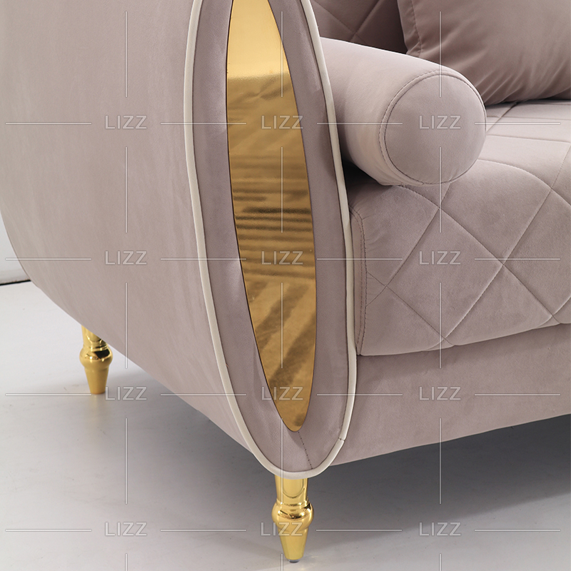 Canapé en tissu beige fleur avec cadre en bois