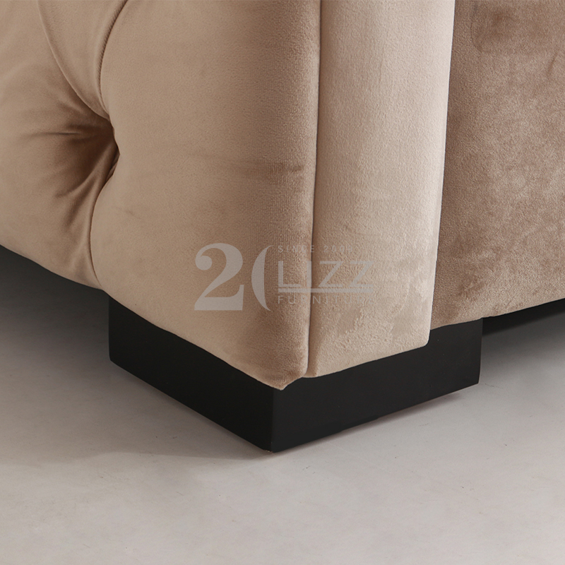 Canapé d'angle en tissu velours avec cadre en bois