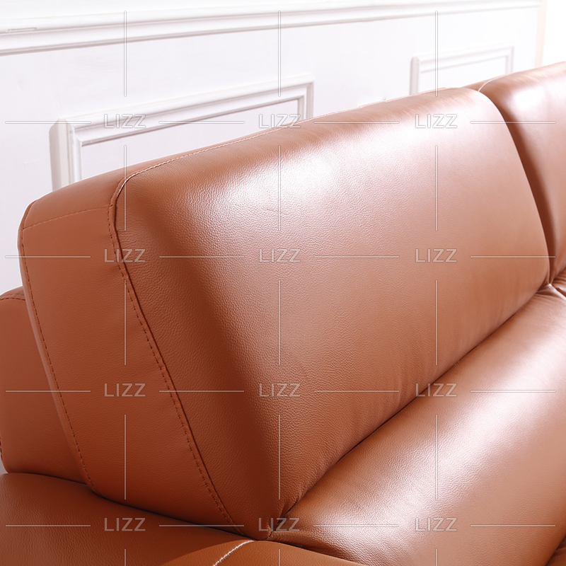 Canapé de salon en cuir classique avec cadre en bois