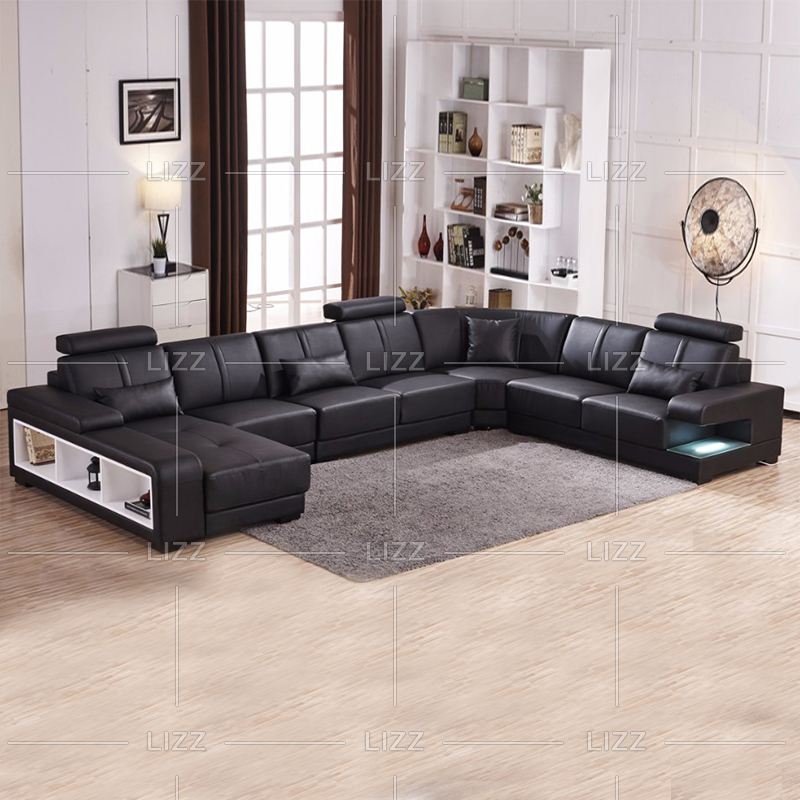 Sofa sectionnel moderne à LED Leisure avec chaise de rangement