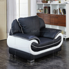 Canapé contemporain américain en cuir noir et blanc