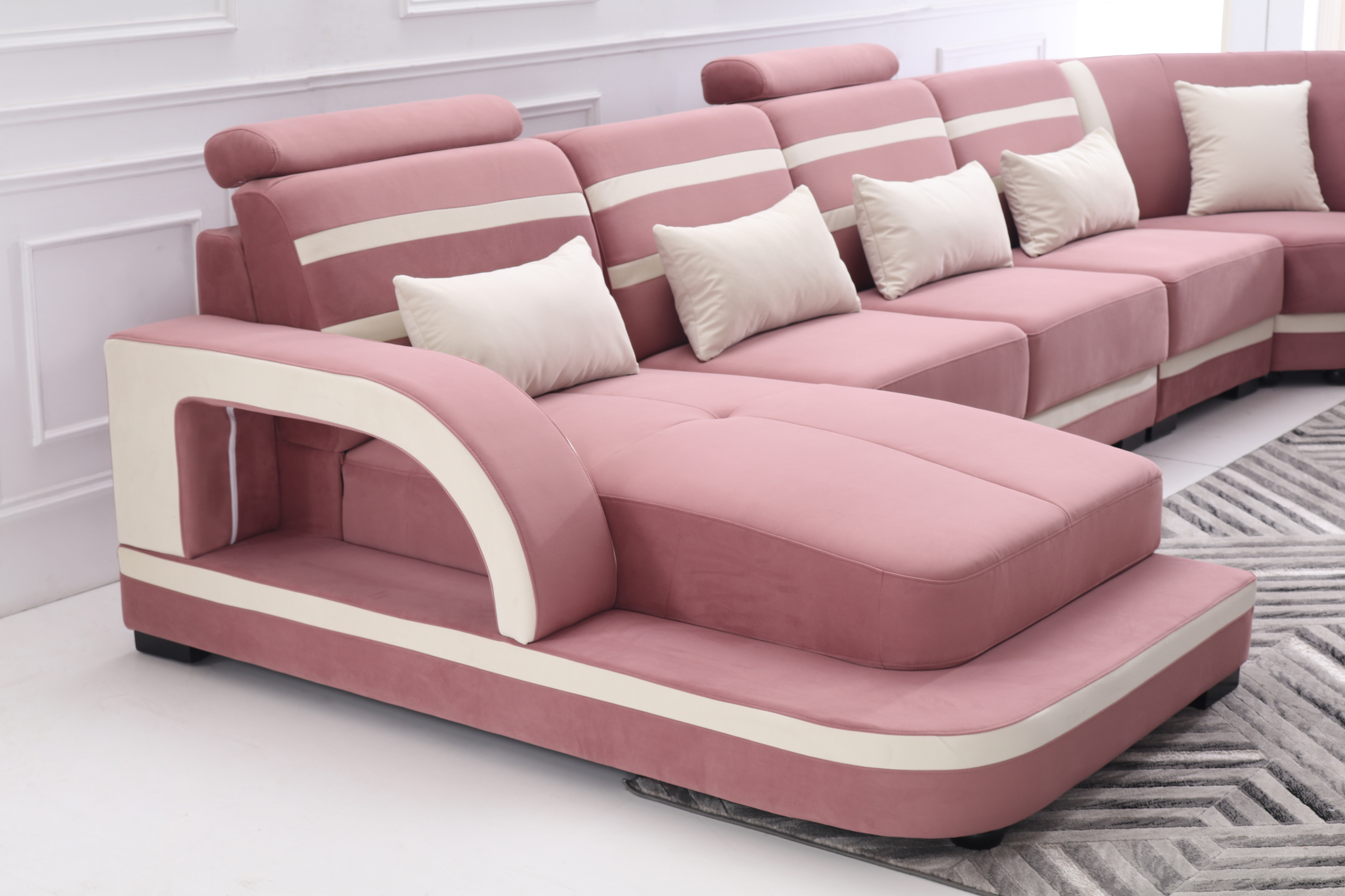 Canapé de salon contemporain en tissu avec chaise